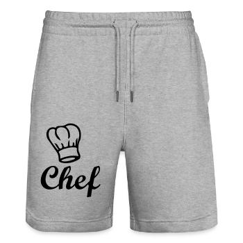 chef - Stanley/Stella Trainer Unisex Organic Jogging Shorts - heather grey - Front - Nik (191cm) & Marisol (170cm)