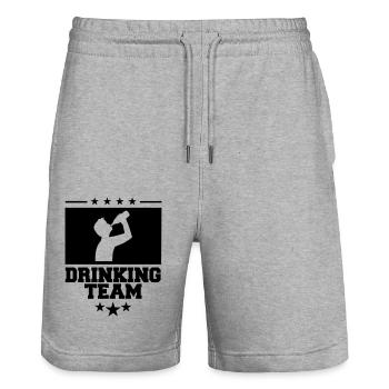 crest cool logo text alcohol beer sau - Stanley/Stella Trainer Unisex Organic Jogging Shorts - heather grey - Front - Nik (191cm) & Marisol (170cm)