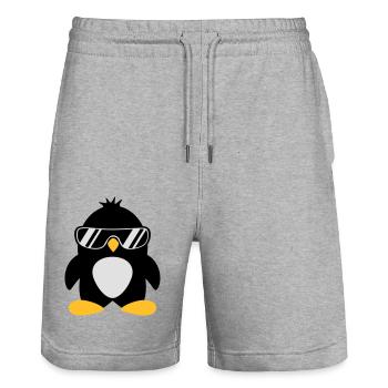 Cool cute chef penguin bird with sunglasses - Stanley/Stella Trainer Unisex Organic Jogging Shorts - heather grey - Front - Nik (191cm) & Marisol (170cm)