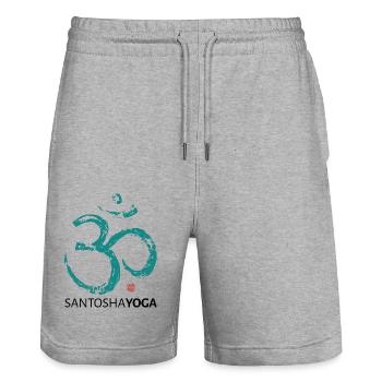 SANTOSHA YOGA COLOGNE - Stanley/Stella Trainer Unisex Organic Jogging Shorts - heather grey - Front - Nik (191cm) & Marisol (170cm)