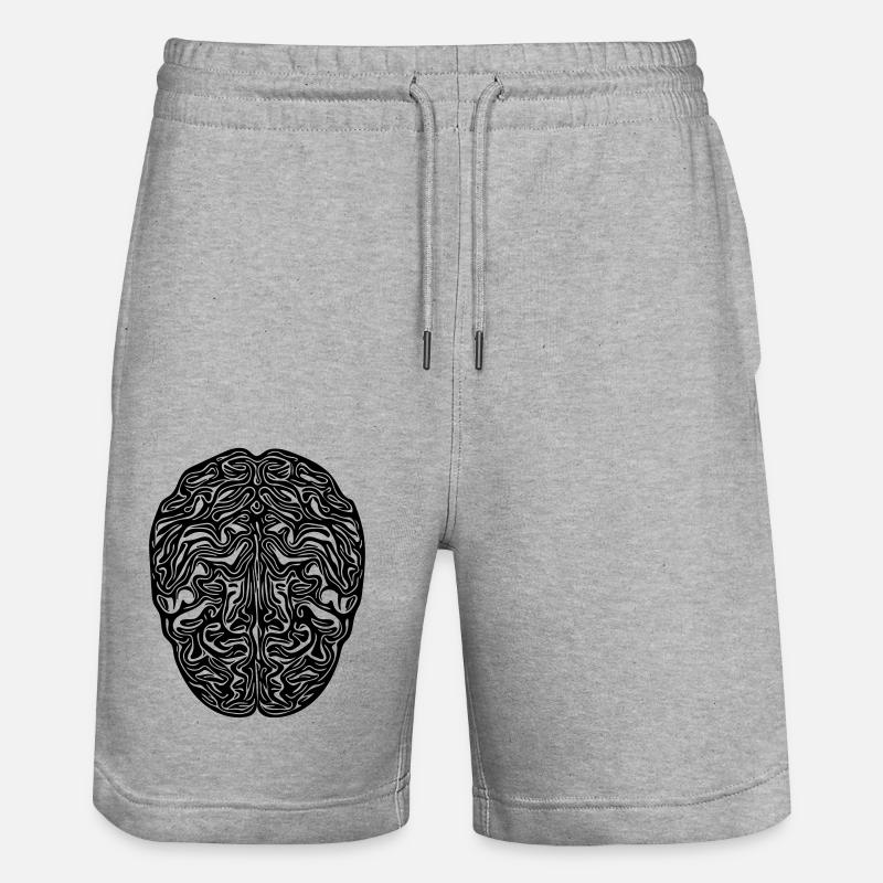 Gehirn - Anatomischer Vector - Stanley/Stella Unisex Bio Joggingshorts Trainer  - Grau meliert