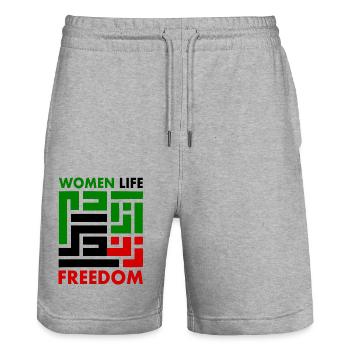 women life freedom Zan zendegi azadi - Short de jogging bio TRAINER Stanley/Stella unisexe - gris chiné - Devant - Nik (191cm) & Marisol (170cm)
