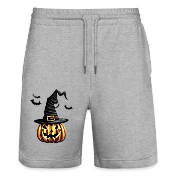 Halloween Costume Citrouille Costume Cadeau Citrouille - Short de jogging bio TRAINER Stanley/Stella unisexe - gris chiné - Devant - Nik (191cm) & Marisol (170cm)