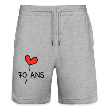 70. 70 ANS. 70e ANNIVERSAIRE. ANNIVERSAIRE 70 ANS. - Short de jogging bio TRAINER Stanley/Stella unisexe - gris chiné - Devant - Nik (191cm) & Marisol (170cm)