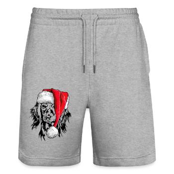 Santa Langhaardackel Weihnachten Hunde Wilsigns - Stanley/Stella Unisex Bio Joggingshorts Trainer  - Grau meliert - Vorne - Nik (191cm) & Marisol (170cm)