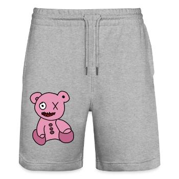 Bad Boy Teddy - Stanley/Stella Unisex Bio Joggingshorts Trainer  - Grau meliert - Vorne - Nik (191cm) & Marisol (170cm)