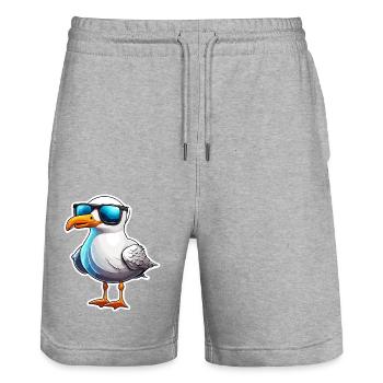 Seagull / Animal / Harbour / Bird / Sea / Water - Stanley/Stella Trainer Unisex Organic Jogging Shorts - heather grey - Front - Nik (191cm) & Marisol (170cm)
