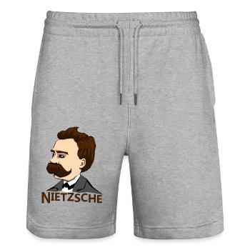 Nietzsche - Short de jogging bio TRAINER Stanley/Stella unisexe - gris chiné - Devant - Nik (191cm) & Marisol (170cm)