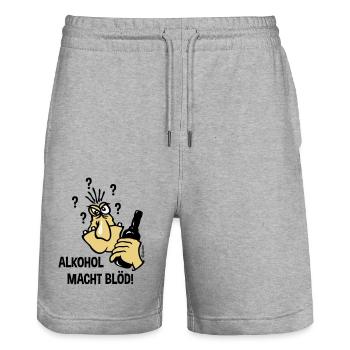 Alkohol Macht Blöd! (Karikatur / 3C) - Stanley/Stella Unisex Bio Joggingshorts Trainer  - Grau meliert - Vorne - Nik (191cm) & Marisol (170cm)
