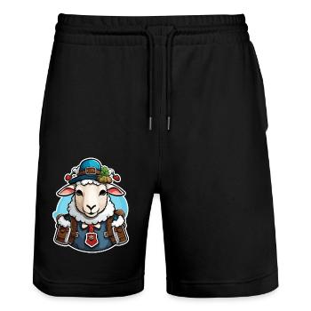 Lederhosen / Animal / Costume traditionnel / Tradition / Mouton - Short de jogging bio TRAINER Stanley/Stella unisexe - noir - Devant - Nik (191cm) & Marisol (170cm)