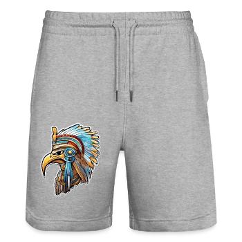 Ägypten / Pharao / Mumien / Hieroglyphen / Sphinx - Stanley/Stella Unisex Bio Joggingshorts Trainer  - Grau meliert - Vorne - Nik (191cm) & Marisol (170cm)