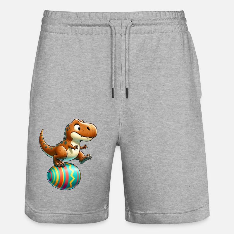 Dancing T-Rex, Easter Eggshell Fun - Stanley/Stella Trainer Unisex Organic Jogging Shorts - heather grey