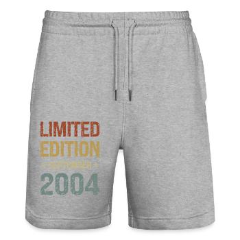 Limited Edition 20th Birthday Party Vintage 2004 - Stanley/Stella Trainer Unisex Organic Jogging Shorts - heather grey - Front - Nik (191cm) & Marisol (170cm)