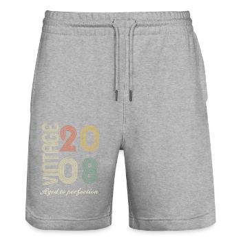 Birthday gift 16 years old - 2008 - Stanley/Stella Trainer Unisex Organic Jogging Shorts - heather grey - Front - Nik (191cm) & Marisol (170cm)