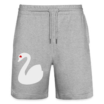 😍🦢Swan in Love-Symbol of Love-Pure Eternal Love - Stanley/Stella Trainer Unisex Organic Jogging Shorts - heather grey - Front - Nik (191cm) & Marisol (170cm)