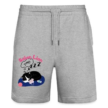Salonlöwe - Schlafende Katze mit Mäusen Wollknäuel - Stanley/Stella Unisex Bio Joggingshorts Trainer  - Grau meliert - Vorne - Nik (191cm) & Marisol (170cm)