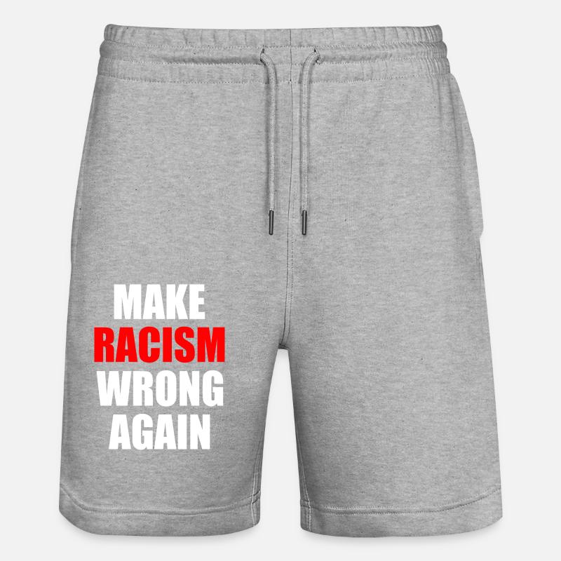 make racism wrong again - Stanley/Stella Trainer Unisex Organic Jogging Shorts - heather grey
