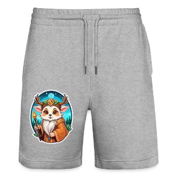 Druide Niedlich Illustration - Stanley/Stella Unisex Bio Joggingshorts Trainer  - Grau meliert - Vorne - Nik (191cm) & Marisol (170cm)