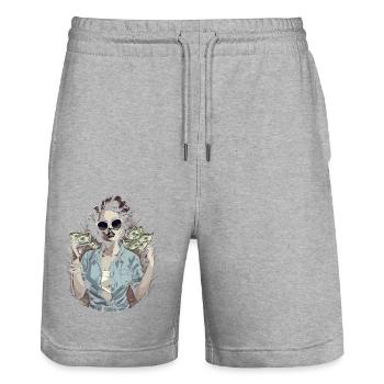Beautiful female paint art Face colorful woman - Stanley/Stella Trainer Unisex Organic Jogging Shorts - heather grey - Front - Nik (191cm) & Marisol (170cm)