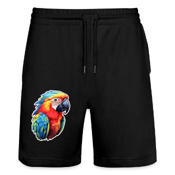 Parrot colorful and colorful - Stanley/Stella Trainer Unisex Organic Jogging Shorts - black - Front - Nik (191cm) & Marisol (170cm)