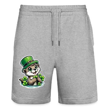 Plaisir de la loutre de la Saint-Patrick - Short de jogging bio TRAINER Stanley/Stella unisexe - gris chiné - Devant - Nik (191cm) & Marisol (170cm)