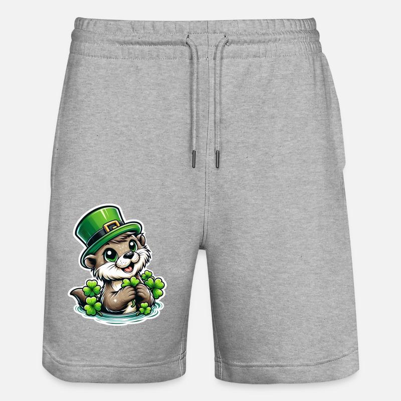 St. Patrick's Otter Fun - Stanley/Stella Trainer Unisex Organic Jogging Shorts - heather grey