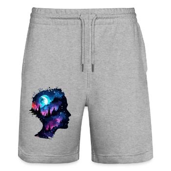 Silhouette / Wald / Porträt / Bäume / Person - Stanley/Stella Unisex Bio Joggingshorts Trainer  - Grau meliert - Vorne - Nik (191cm) & Marisol (170cm)