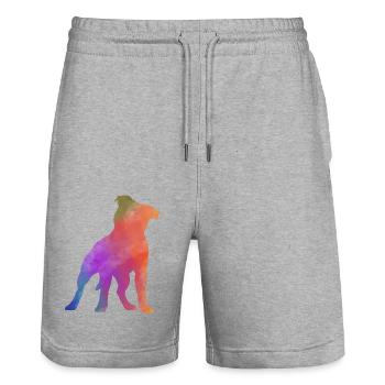 PITBULL AMSTAF farbig - Stanley/Stella Unisex Bio Joggingshorts Trainer  - Grau meliert - Vorne - Nik (191cm) & Marisol (170cm)