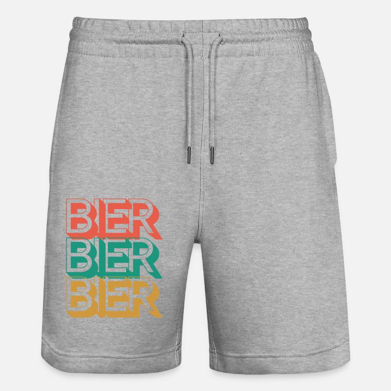 Retro Bier 80s - Stanley/Stella Unisex Bio Joggingshorts Trainer  - Grau meliert