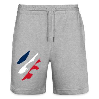 Flag of France - Stanley/Stella Trainer Unisex Organic Jogging Shorts - heather grey - Front - Nik (191cm) & Marisol (170cm)