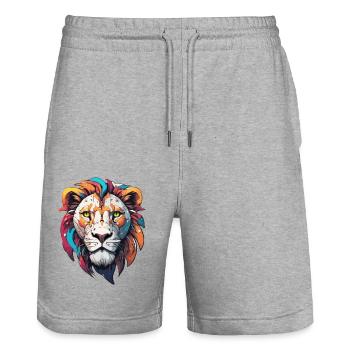 Robot Animal / AI / Mechanized Animals / Comic - Stanley/Stella Trainer Unisex Organic Jogging Shorts - heather grey - Front - Nik (191cm) & Marisol (170cm)