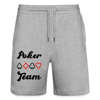 poker team - Stanley/Stella Unisex Bio Joggingshorts Trainer  - Grau meliert - Vorne - Nik (191cm) & Marisol (170cm)