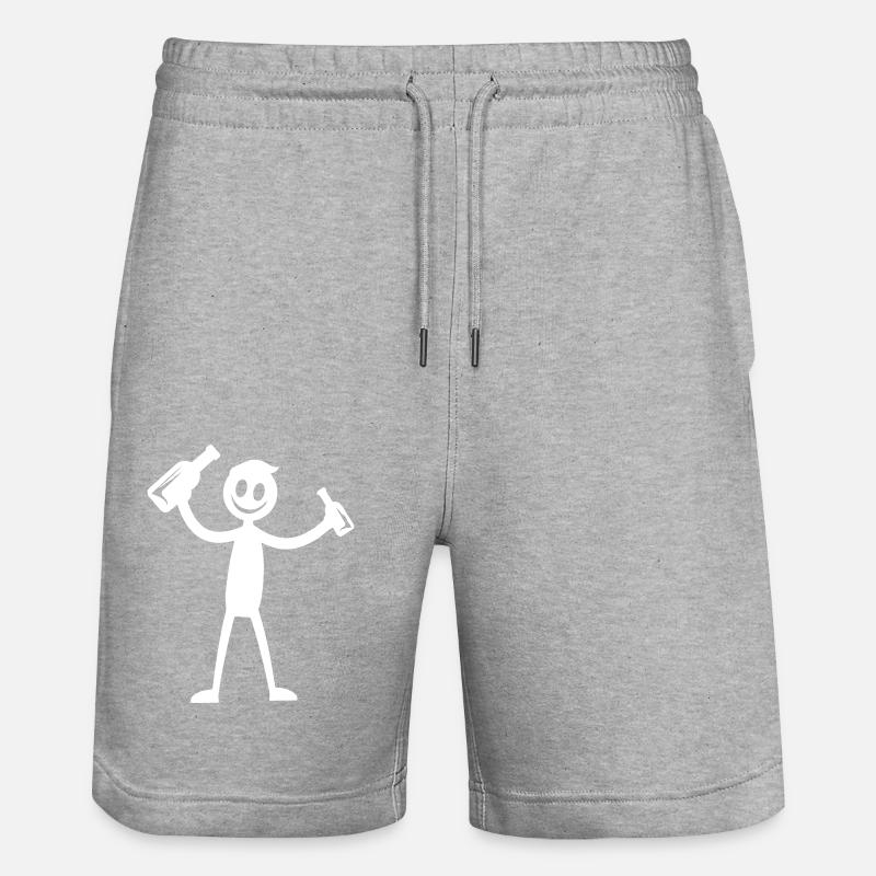 Beer Drinking Party Silhouette - Stanley/Stella Trainer Unisex Organic Jogging Shorts - heather grey