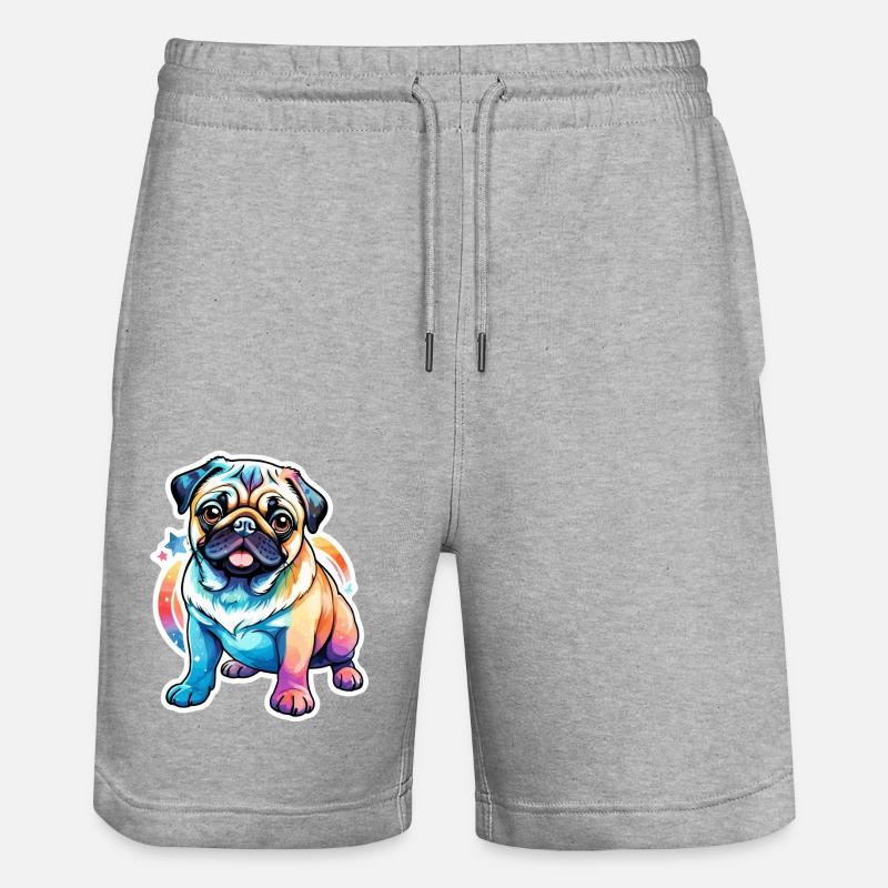 Mops Wasserfarben - Stanley/Stella Unisex Bio Joggingshorts Trainer  - Grau meliert