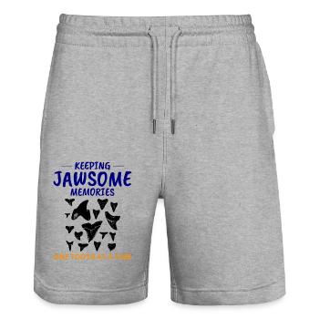 Dents de requin Collectionneur de fossiles Chasse Paléontologie - Short de jogging bio TRAINER Stanley/Stella unisexe - gris chiné - Devant - Nik (191cm) & Marisol (170cm)