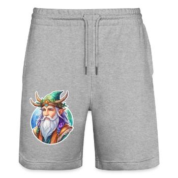 Druide Wasserfarben - Stanley/Stella Unisex Bio Joggingshorts Trainer  - Grau meliert - Vorne - Nik (191cm) & Marisol (170cm)