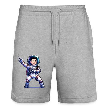 Glücklicher Astronaut - Stanley/Stella Unisex Bio Joggingshorts Trainer  - Grau meliert - Vorne - Nik (191cm) & Marisol (170cm)