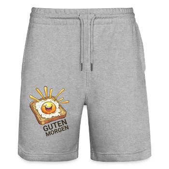 Guten Morgen T-Shirt - Stanley/Stella Unisex Bio Joggingshorts Trainer  - Grau meliert - Vorne - Nik (191cm) & Marisol (170cm)