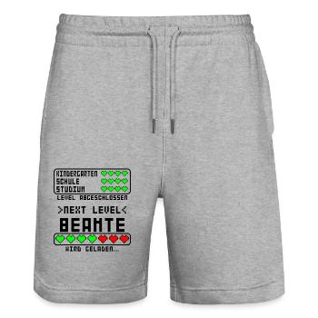 Beamte Ausbildung Beginn für Azubi Junge Baby - Stanley/Stella Unisex Bio Joggingshorts Trainer  - Grau meliert - Vorne - Nik (191cm) & Marisol (170cm)