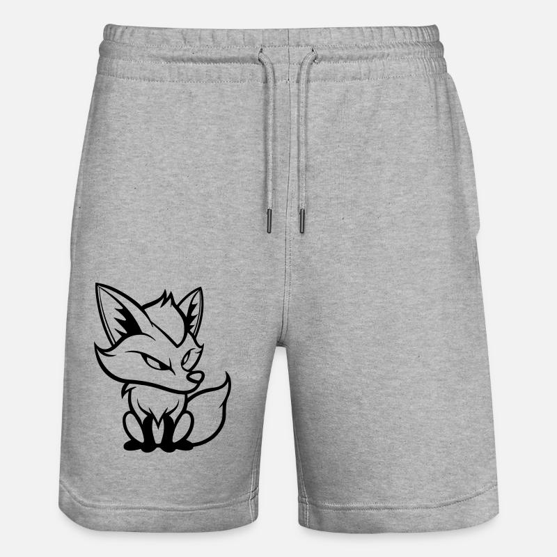 Fox Comic - Stanley/Stella Trainer Unisex Organic Jogging Shorts - heather grey