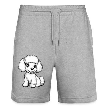 Poodle Hund Comic Niedlich - Stanley/Stella Unisex Bio Joggingshorts Trainer  - Grau meliert - Vorne - Nik (191cm) & Marisol (170cm)