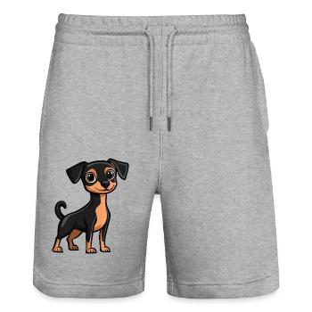 Pinscher Hund Comic Niedlich - Stanley/Stella Unisex Bio Joggingshorts Trainer  - Grau meliert - Vorne - Nik (191cm) & Marisol (170cm)