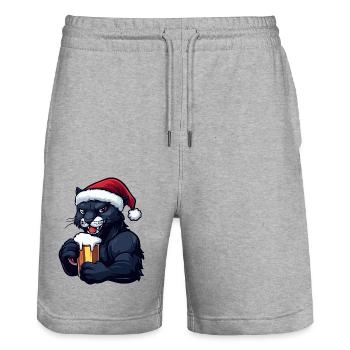 Panther Weihnachten Bier - Stanley/Stella Unisex Bio Joggingshorts Trainer  - Grau meliert - Vorne - Nik (191cm) & Marisol (170cm)