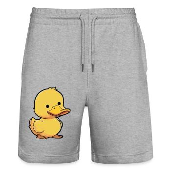 Duck Comic Duck - Stanley/Stella Trainer Unisex Organic Jogging Shorts - heather grey - Front - Nik (191cm) & Marisol (170cm)