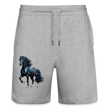 schwarze Schönheit - Stanley/Stella Unisex Bio Joggingshorts Trainer  - Grau meliert - Vorne - Nik (191cm) & Marisol (170cm)