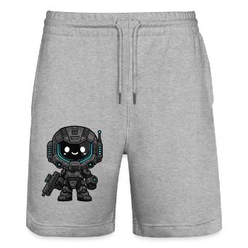 kleiner süsser Robotersoldat - Stanley/Stella Unisex Bio Joggingshorts Trainer  - Grau meliert - Vorne - Nik (191cm) & Marisol (170cm)