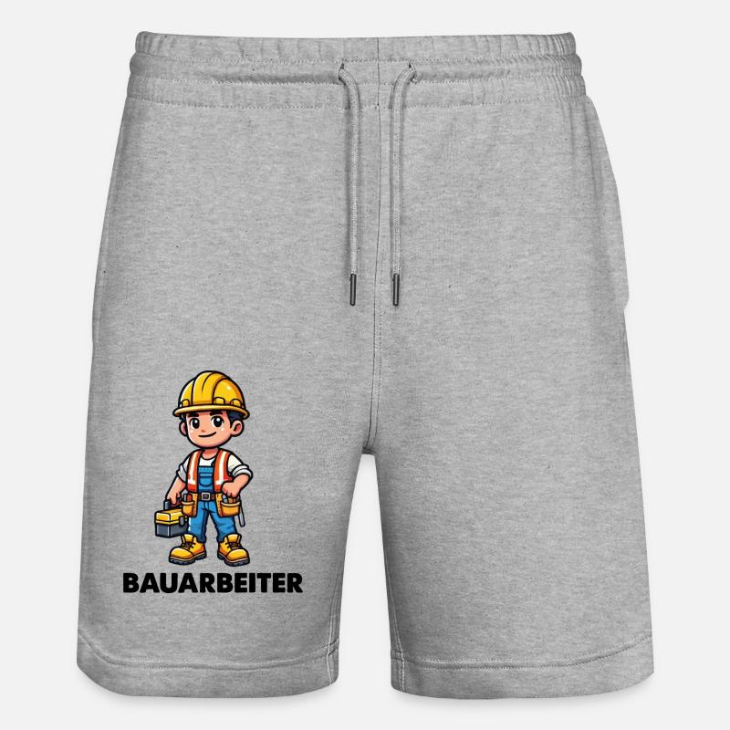 Construction worker - Stanley/Stella Trainer Unisex Organic Jogging Shorts - heather grey