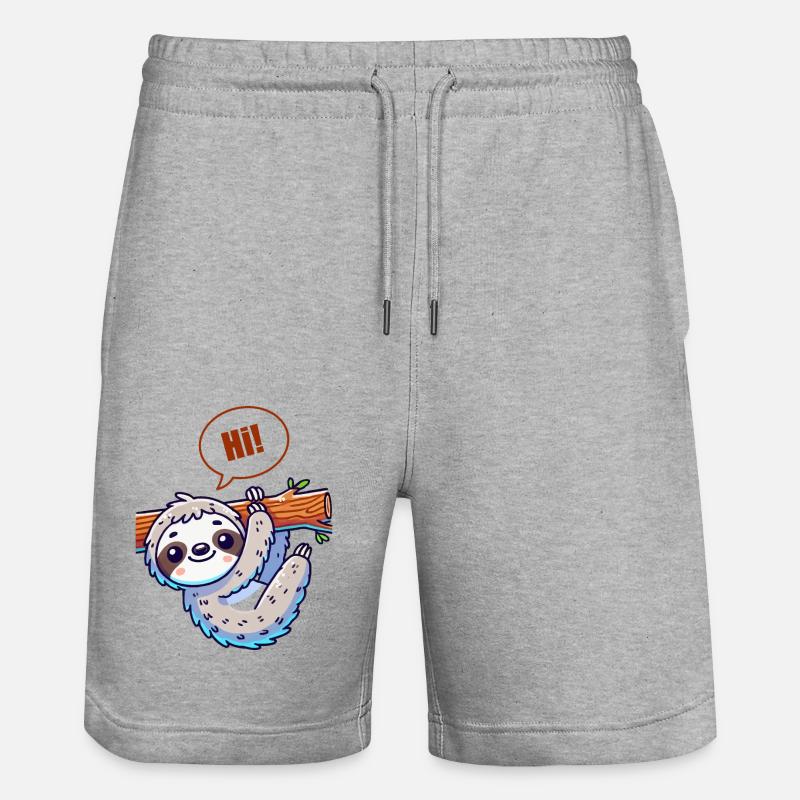 sloth comic - Stanley/Stella Trainer Unisex Organic Jogging Shorts - heather grey