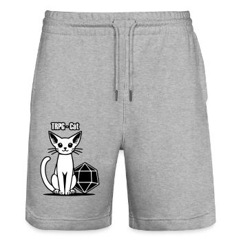 JdR Elven Katze & Würfel - TRPG Cat - Short de jogging bio TRAINER Stanley/Stella unisexe - gris chiné - Devant - Nik (191cm) & Marisol (170cm)