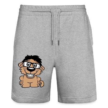 Hund Nerd Hornbrille Geek Zahnspange Schlau Lustig - Stanley/Stella Unisex Bio Joggingshorts Trainer  - Grau meliert - Vorne - Nik (191cm) & Marisol (170cm)